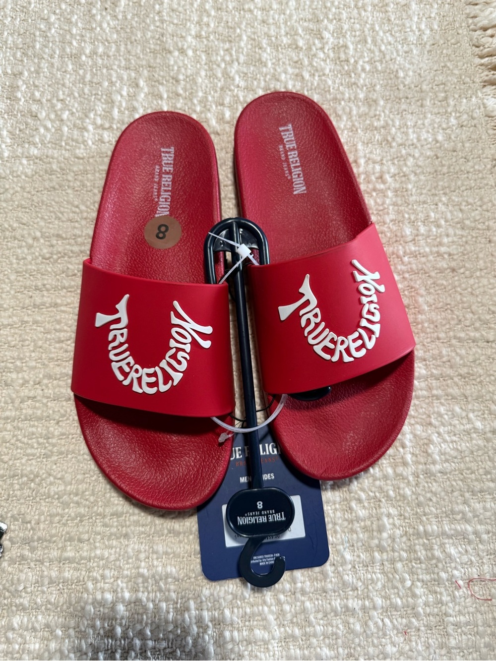 TRUE RELIGION RED MENS CASUAL SLIDES 8